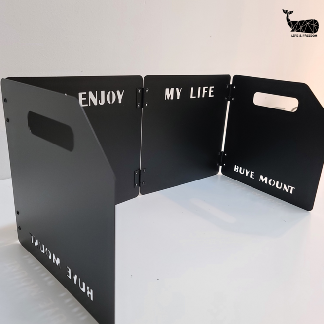 라이프앤프리덤 감성 캠핑 가스 버너 바람막이 가림막 구이바다 그리들 4단 + 전용파우치, 1개, 블랙