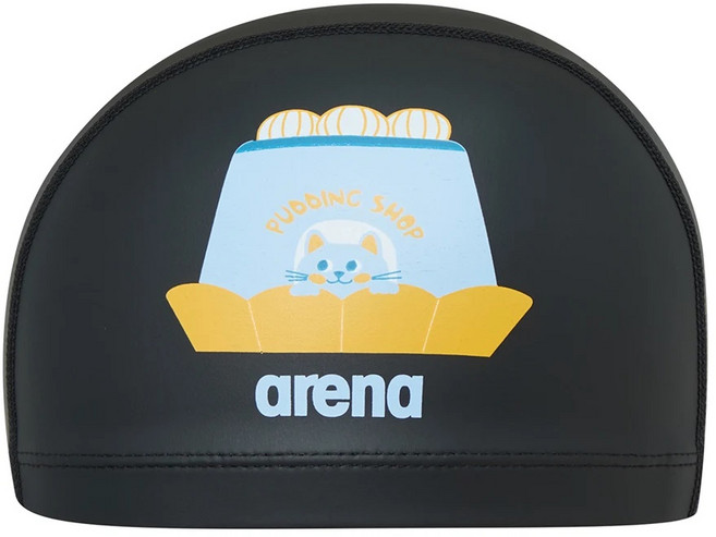 코팅수모 아동수영모 25년상품 AQ51(ARENA푸딩) BLK, 블랙, 1개