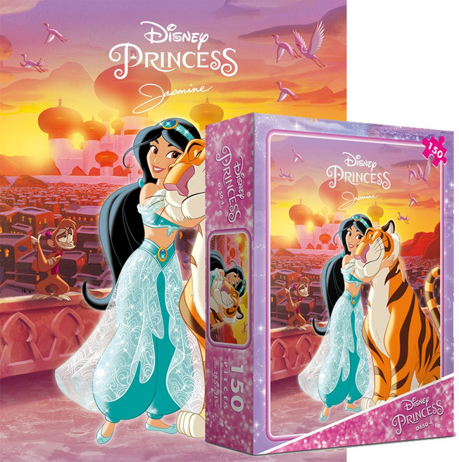 퍼즐샵 150P 퍼즐 모음선택 디즈니 캐릭터 미니언즈 토이 미키 액자 학교 DIY, 26 03 알라딘 자스민, 1개