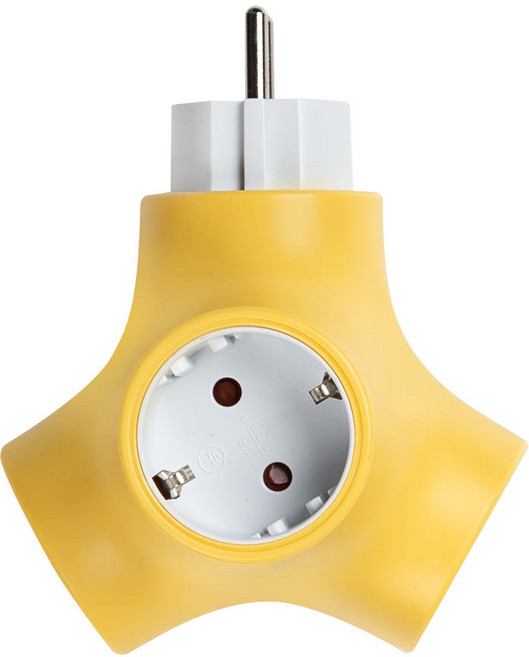 테트라포드 고용량 멀티탭 3구 안전 접지 에어컨 냉장고 건조기 세탁기 컬러 콘센트, 1cm, 옐로우(선없음), 1개
