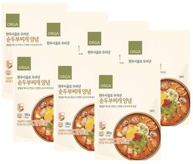 올가 한우사골로 우려낸 순두부찌개 양념, 120g, 7개