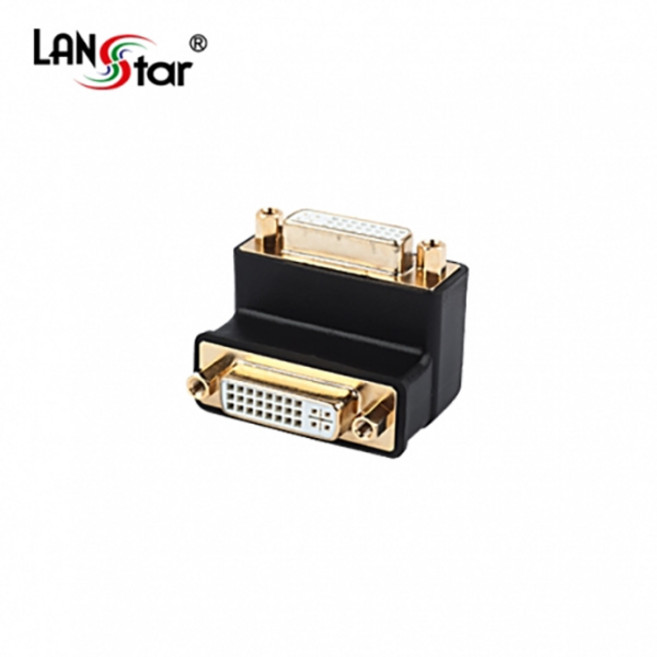 LANstar DVI 듀얼 90도 꺽임 연장 젠더/LS-DVI29G-FFL/DVI(24+5핀 암/암) 기억자 꺽임형/금도금 커넥터/DVI 케이블 연장시 사용/DVI F/F 연장젠더, 1개