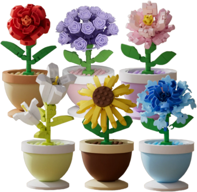 [나노킹-감성블럭] 화분 시리즈 나노블럭 DN004, 6개