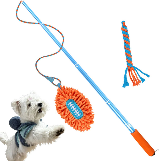 All For Paws 강아지 터그폴 삑삑이볼 로프 아웃도어 소중대형견 장난감, 1개, 오렌지