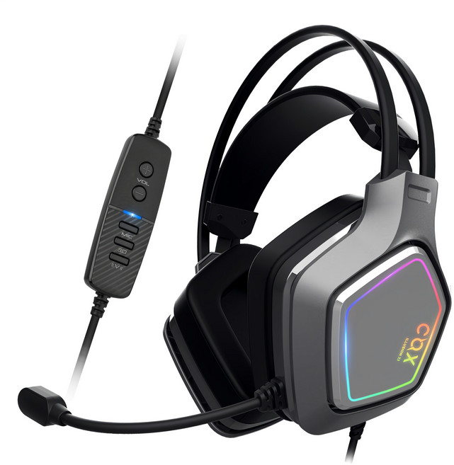SCARLET 가상 7.1 RGB 진동 노이즈캔슬링 마이크 게이밍 헤드셋, 그레이