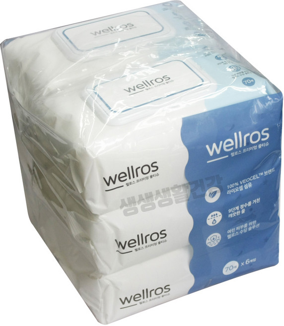 암웨이 웰로스 프리미엄 물티슈, 6개, 70매