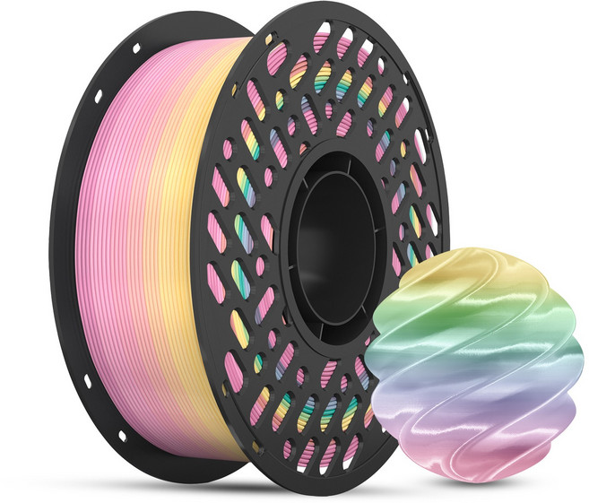 CaiLab 3D 프린터 필라멘트 PLA 무지개 컬러 (레인보우) | 실크 광택 쉬운 인쇄 고품질 1.75mm 일정한 라인 직경 1kg 범용 3D프린팅 재료, 마카롱