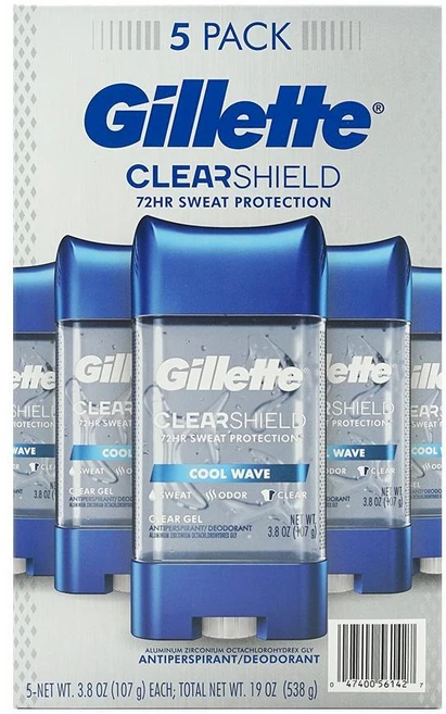 질레트 클리어 쉴드 쿨 웨이브 데오드란트 Gillette Clear Shield Cool Wave Deodorant, 5개, 107g - 쿠팡