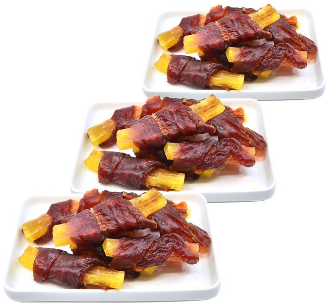 국내제작 오래먹는 덕우심말이 오리육포에 소힘줄을 함께 먹는 강아지 수제간식, 소고기떡심과 오리, 3개