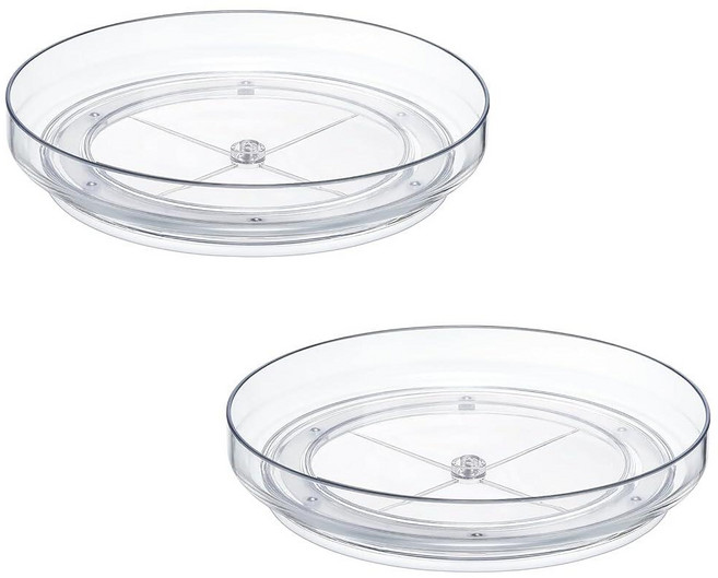 2팩 25.4cm(10인치) 투명 미끄럼 방지 Lazy Susan 오거나이저 - 주방 캐비닛 식료품 저장실 정리 및 보관을 위한 턴테이블 랙 냉장고 욕실 옷장 화장대, 2팩, 25.4cm(10인치) 투명 미끄럼 방지 Laz