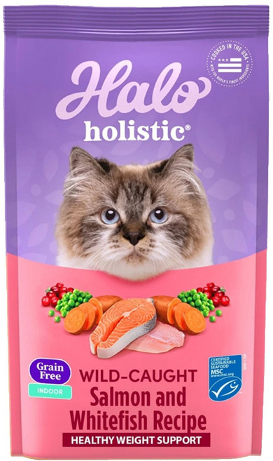 Halo 嘿囉 成貓用 無穀乾糧, 野生鮭魚燉白魚, 4.53kg, 1袋