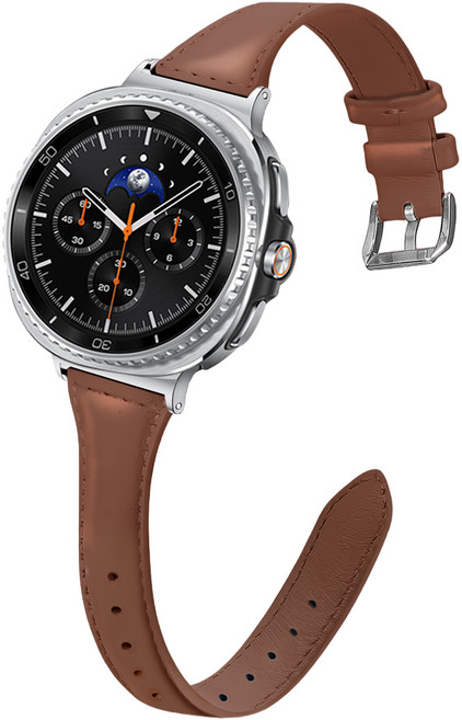 더조은셀러 여성용 슬림 클래식 천연가죽 테이퍼 라인 스트랩 갤럭시 워치8 호환, 1개, 브라운