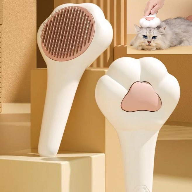 저자극 원터치 반려동물 케어 브러쉬 빗 털 제거 강아지 고양이 겸용, 1개, 화이트