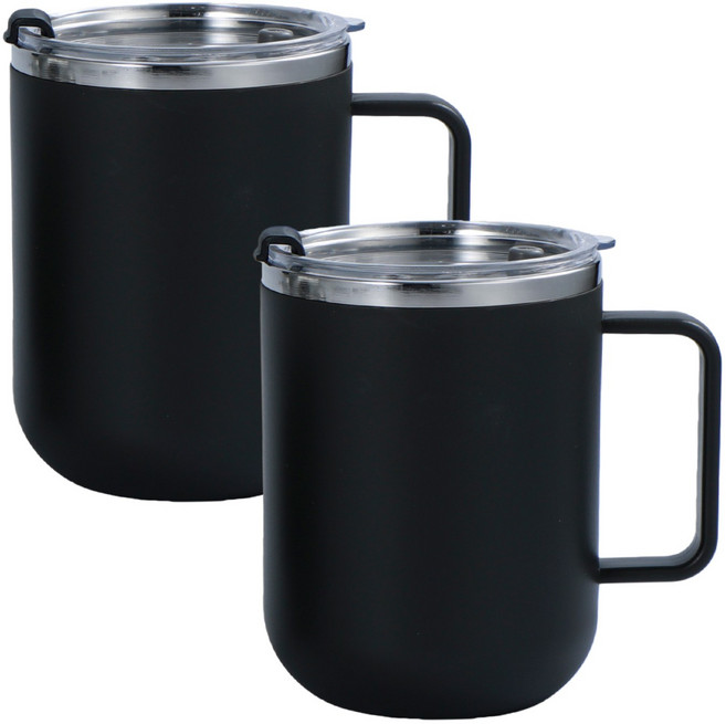 1+1 클래식 이중진공 304 스텐머그컵 세트, 블랙  2개, 500ml