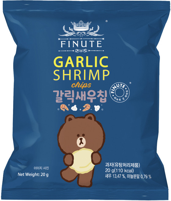 피뉴트 새우칩 갈릭 20g 휴대용 스낵, 40개