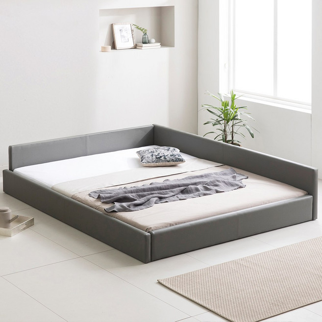 인홈 라온 슬림 저상형 침대프레임+본넬 매트리스 포함, 그레이