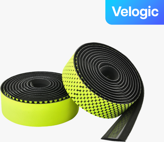 시클로베이션 어드밴스드 레더 터치 퓨전 투톤 자전거 핸들바 테이프, 블랙+네온옐로우, 1세트