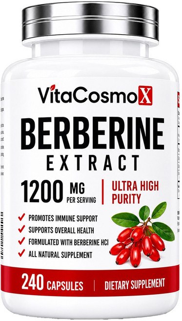VitaCosmoX 베르베린 추출물 울트라 하이 퓨리티 1200mg 캡슐, 1개, 240정