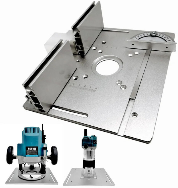 루터 테이블 라우터 작업대 이동식 벤치탑 알루미늄 삽입 플레이트 목공 벤치 톱 다기능 트리머 조각 기계용 마이터 게이지 포함 Set A, 1.Set A, 1개