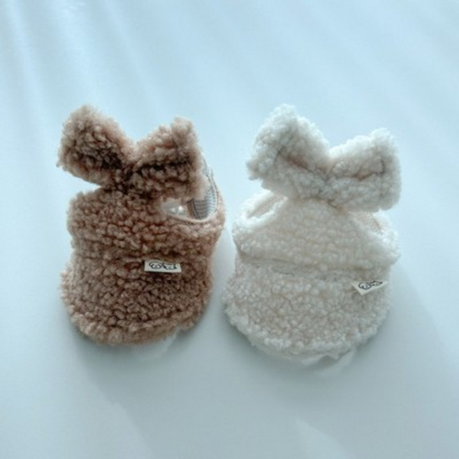 개달당 뽀글이 리본 고양이 강아지 겨울 선캡 2colors.개달당, 아이보리|S-M, 1개