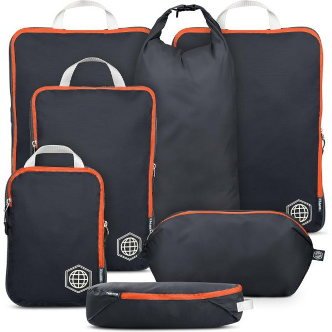 TRIPPED Travel Gear 여행 소품 파우치 백팩내부 액세서리 휴대용 여행용 패킹 큐브 초대형 짐 정리기 7개 초경량 확장형 압축형 기구 국립공원