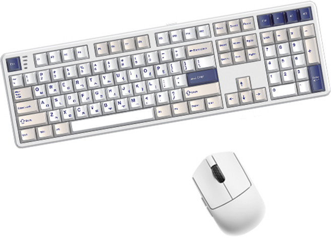 한성컴퓨터 유무선 기계식 키보드 마우스 세트, 일반형, 오션화이트 + 화이트, GK798PRO 에그스톤 도각 45g + M5 Nano