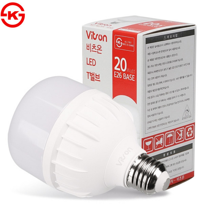 ks 비츠온 t-벌브 전구 다마 램프 e26 20w 장수명, 전구색, 1개