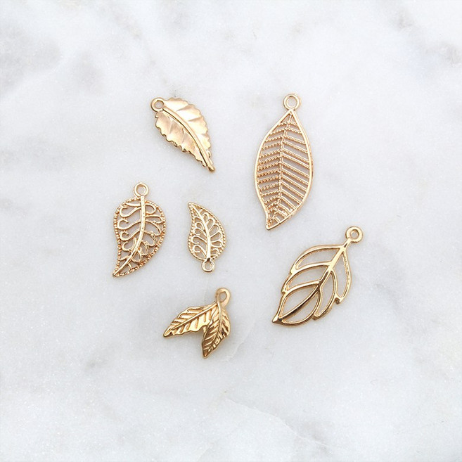 메탈) 골드나뭇잎 팬던트 참장식, d. 리프04, 1개, 골드