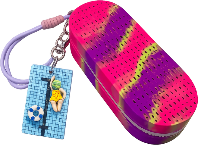 로로먼트 캐릭터 감성 실리콘 수경 케이스 통풍 에어홀 수영 안경 보관함 파우치 안티포그 보호, 1개, 마젠타