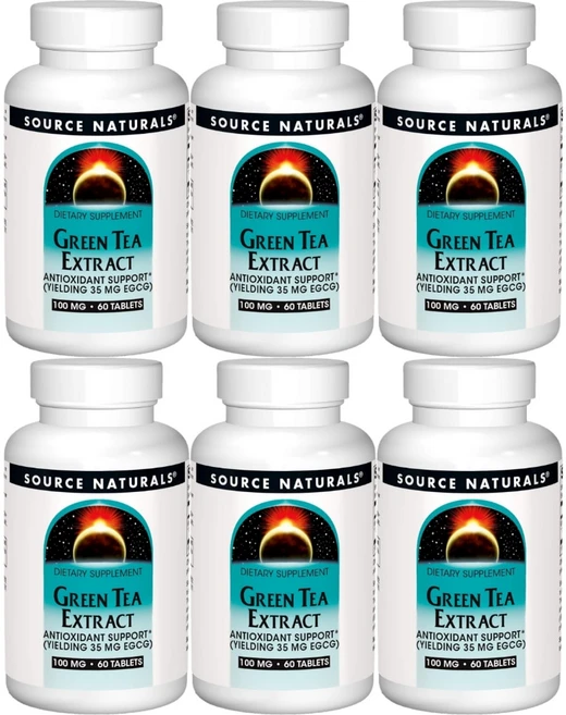Source Naturals 소스내추럴스 녹차 그린티 추출물 100mg 테블릿, 6개, 60정 - 쿠팡