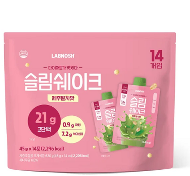 랩노쉬 슬림쉐이크 제주말차, 45g, 14개