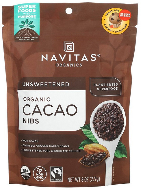 Navitas Organics 유기농 카카오 닙스 무가당 227g(8온스), 226 g, 227g, 1개