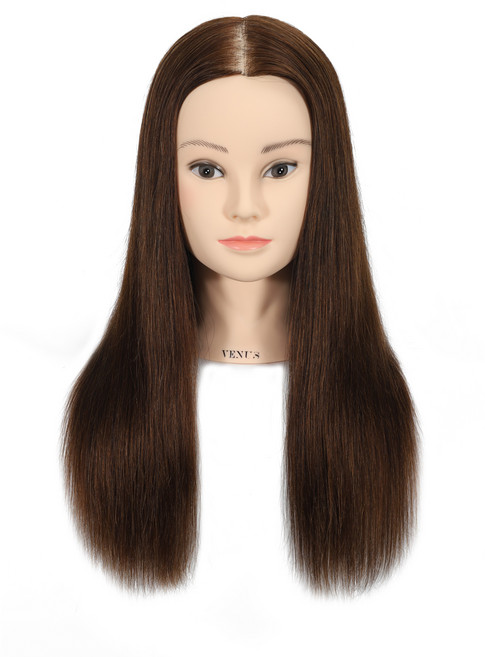 비너스가발 100%인모 20인치 연습용통가발 브라운, 1개, Brown