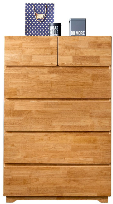 하프탑 고무나무 원목 5단 옷 서랍장, 단품