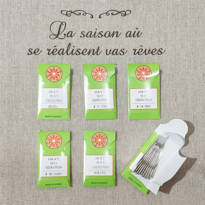 가정용 미싱바늘 국산정품 (주)태원 ORANGE NEEDLES, 1개