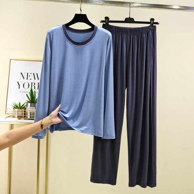 남성 모달 빅사이즈 잠옷 상하의 세트 스판 홈웨어 실내복 긴팔 파자마