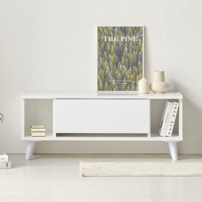 거실 수납장 다용도 모듈형 오픈형 낮은 수납장 진열장 선반장 사이드 화장대 거실장 서랍장 오디오 테이블, 화이트