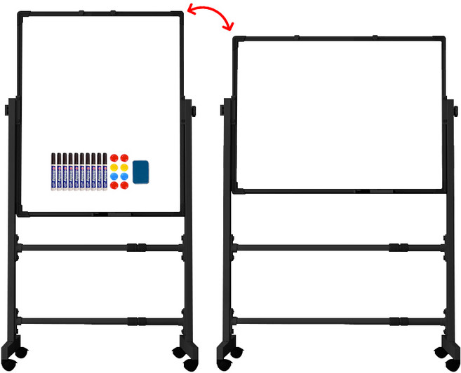 SeekFun 스탠드 화이트보드 양면 자석 칠판 높이조절 이동식 회전가능 600/900/1200/1500mm, 블랙