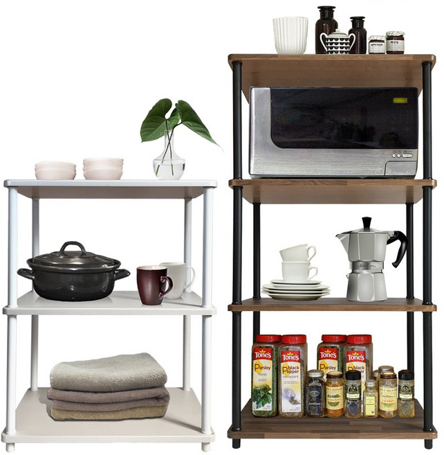 가구느낌 렌지대 선반, 월넛블랙, 2단