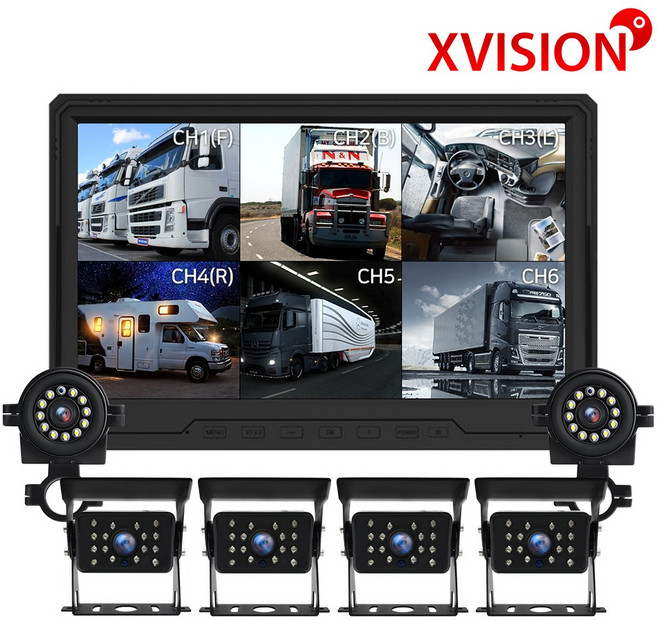 FHD 10인치 6채널 블랙박스 풀세트/6분할/카메라6개/터치스크린/화물차/대형차/전방 측방 후방카메라/K160, 1.K160+카메라6개+5M배선5개+후방선10M1개