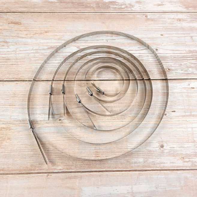 스텐 메탈 철제 철타이 금속 바인딩 선 배선 정리 와이어 버클 케이블 타이 내열 난연 화목 난로 연통 파일 드라이브 방염포 머플러 에어컨 실외기 강력 고정 밴드, B, 1개