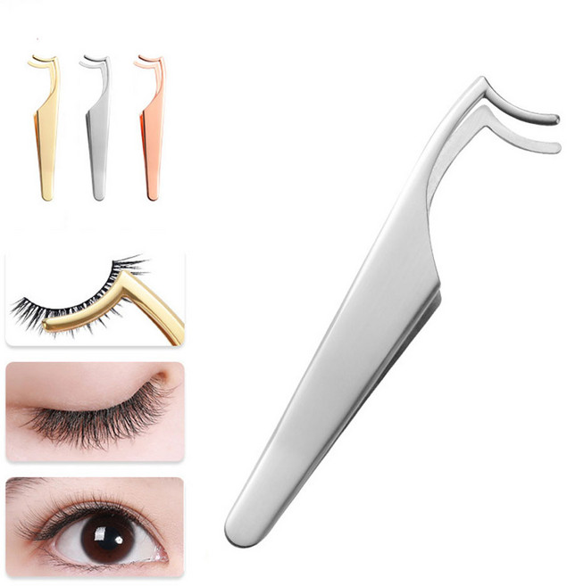 1/2구성 속눈썹 연장 전문가용 고급 핀셋 프리미엄 전용 집게 가로형 커브형, 1개, 실버