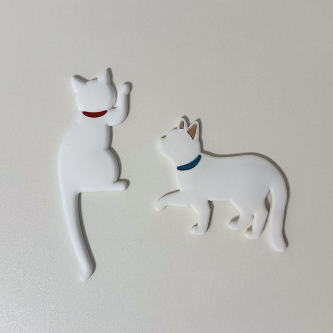 고양이 현관문 냉장고 마그네틱 자석 후크, 1개, 화이트 2종