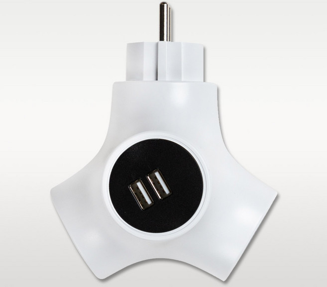 파워존 테트라포드 고용량 디자인 멀티탭 2구 USB, 1개, 10.5cm, 화이트