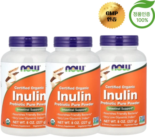 나우푸드 유기농 인증 이눌린 프리바이오틱 순수 분말 8oz, 227g, 3개 - 쿠팡
