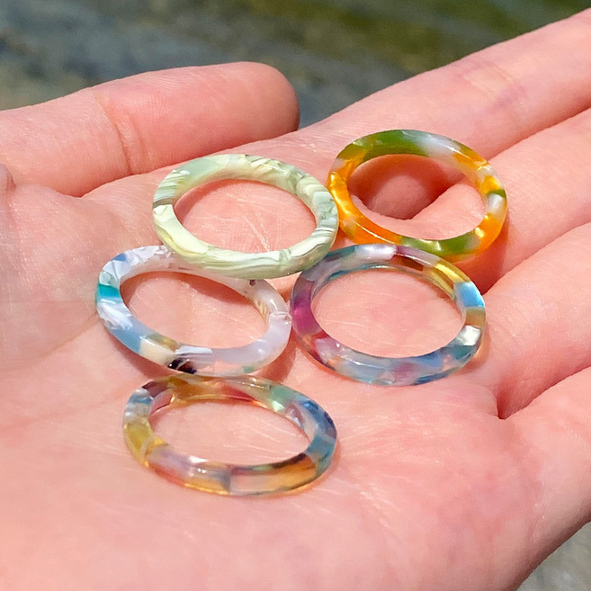 파스텔 투명 마블 호마이카링 반지 5종 세트