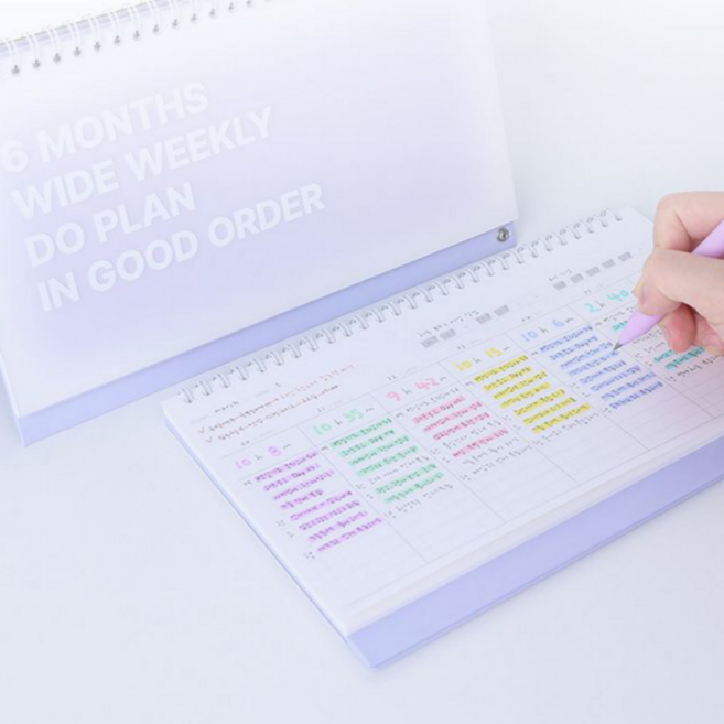 탁상용 위클리 플래너 주간계획표 6개월 스케줄러, 퍼플