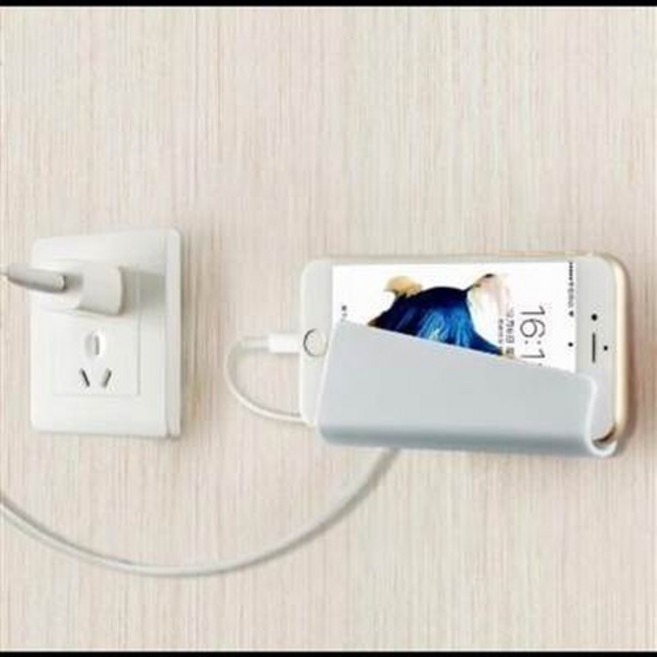 手機充電壁掛架 居家收納, 創意粘貼式牆壁手機充電支架牆上插座ipad平板固定架子置物收納架2入, 1個