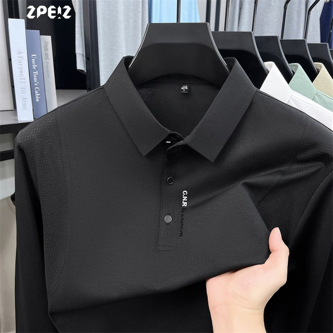 7위 - ZPEIZ 남성용 봄가을 폴로 셔츠 긴팔 상의 캐주얼 루즈핏 긴팔 이너 티셔츠 루즈핏 데일리 골프웨어