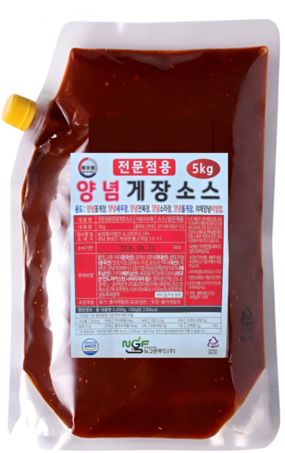 해가원 전문점용 양념게장 소스 5kg 꽃게 새우 전복 소라 돌게 양념, 1개